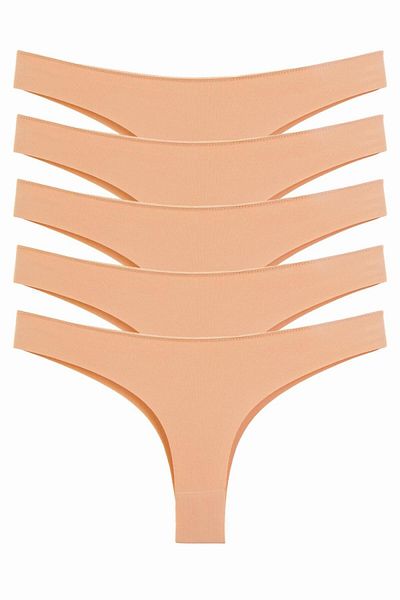 Nicoletta Γυναικεία εσώρουχα Brazillian Thong ελαστικά και κομμένα με λέιζερ - Συσκευασία 5 τεμαχίων από πολυεστέρα