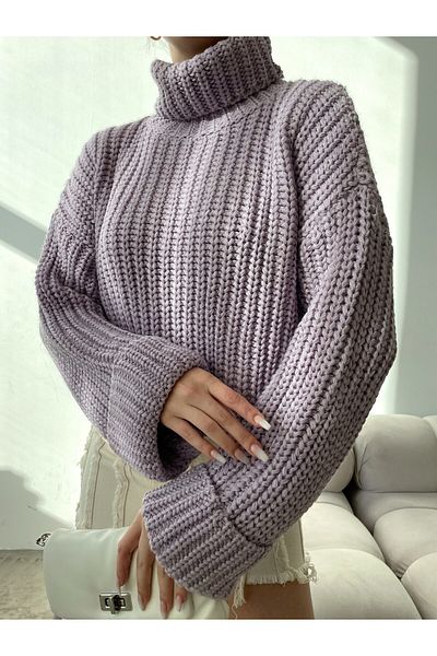 Elilook Pulover de damă cu gât tricotat premium tricot supradimensionat