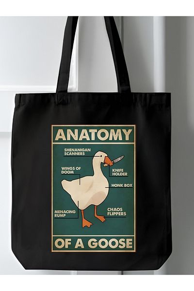 Cemira Duck Anatomy Y2k Bag Tote Bag, Τσάντα ώμου, Unisex Street Style Canvas Bag