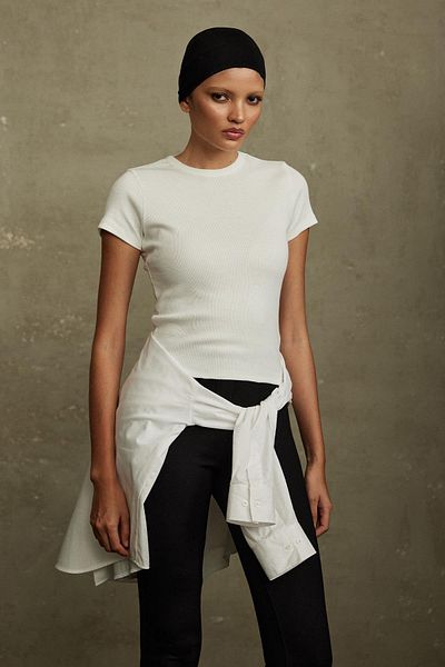 Suud Collection Ecru Evia Basic T-Shirt