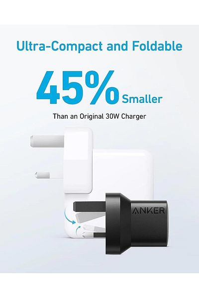 Anker 33W Wall Charger With USB-C to USB-C Cable, 2 Ports, Universal Compatible, Black