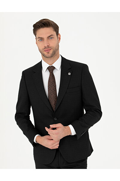 Pierre Cardin Siyah Slim Fit Çizgili Takım Elbise 50288211-VR046