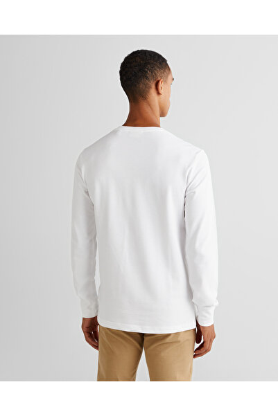 Gant Men's White Slim Fit Crew Neck Long Sleeve T-Shirt