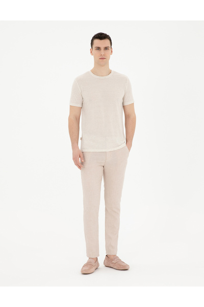 Pierre Cardin Bej Slim Fit Basic Tişört 50288156-VR011