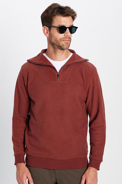 Tudors Φούτερ Unisex Relax Fit Relaxed Cut με μοτίβο βαμβακερό μισό φερμουάρ με όρθιο γιακά φούτερ
