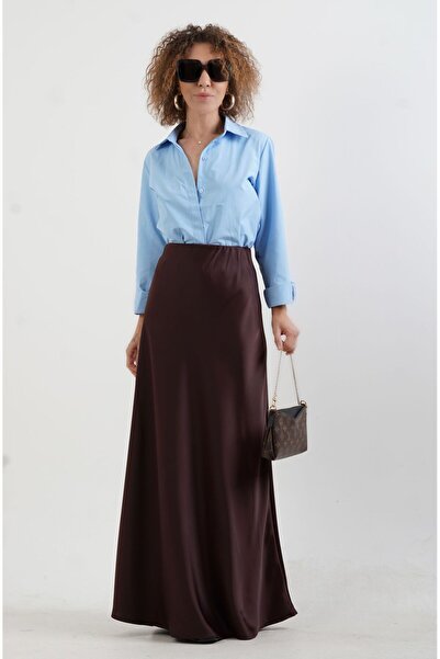 Zelish My Sister Φούστα Bitter Brown Tok Satin Maxi Length