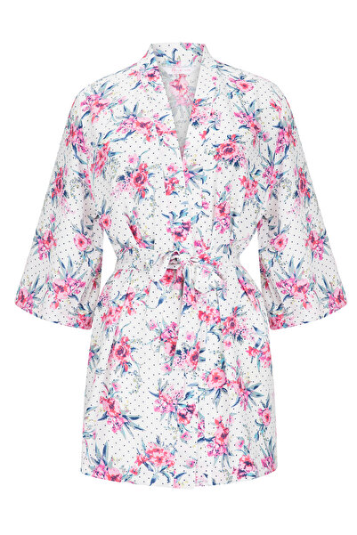 Penti Off-White Flower Patterned Dressing Gown