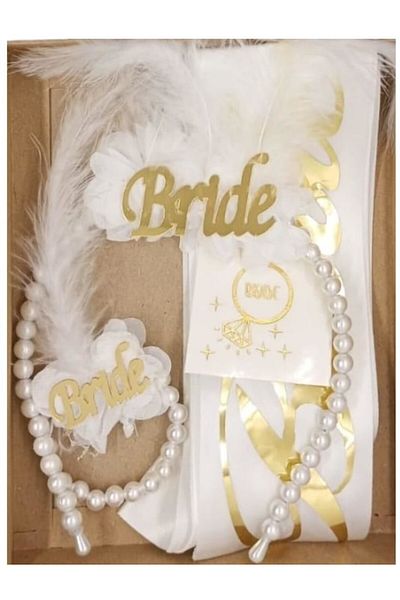 ALYA - مجموعة BUTIK Bride To Be مكونة من 4 قطع، ومجموعة العازبة، ومجموعة التاج والسوار