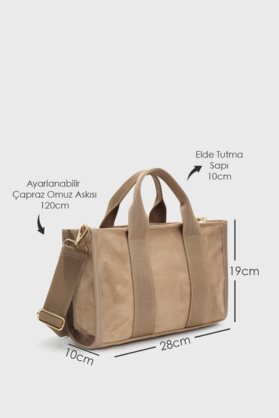 LUNABLU Дамска велурена чанта за ръка и през рамо