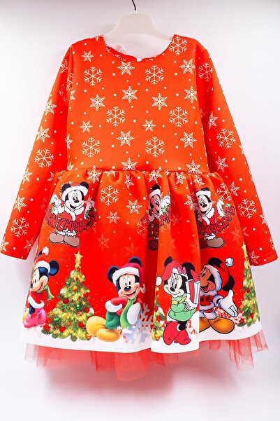VİTRİNMİXMİNİ Light Red Mickey & Mini Mouse Character New Year Girls' Costume...