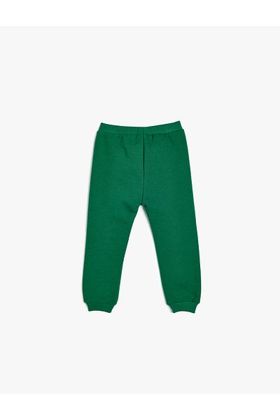 Koton Raised Deer Printed Cotton Jogger Sweatpants with Lace-Up Waist