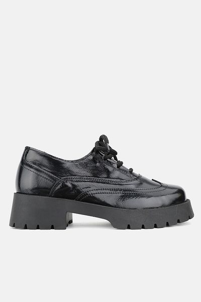 TUNAELLİ PANTOFI OXFORD CU ȘANȚURI NUMĂRUL 36-41, PIELE NATURALĂ, PIELE NATURALĂ, NEGRĂ