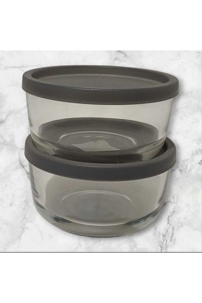 LAV Feyzade - 800 Cc X 2 Pieces Round Storage Container with Anthracite Lid