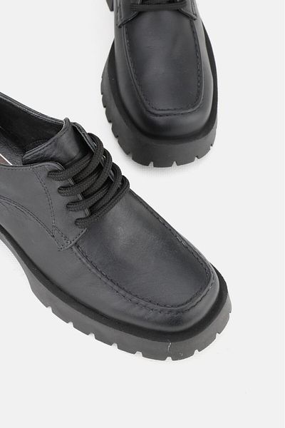 TUNAELLİ PANTOFI OXFORD CU ȘANȚURI, PIELE NATURALĂ, NEGRĂ, NUMĂRUL 36-41