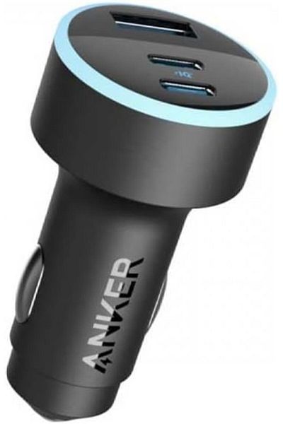 Anker 335 67W Car Charger (2 USB-C & 1 USB-A Port) Compact Size, Simultaneous Charging, Black