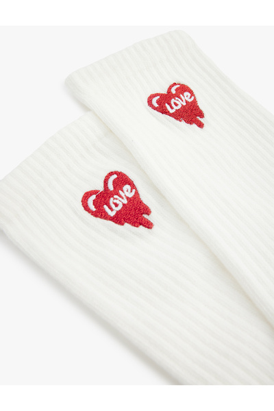 Koton Textured Socks - Heart Embroidered