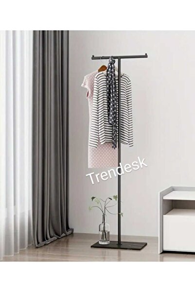TRENDESK Metal T Siyah Ayaklı Askılık Elbise Askılık 6002