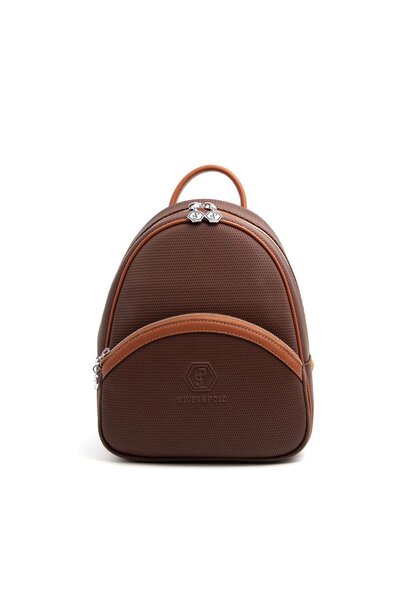 Silver Polo حقيبة ظهر نسائية من سيلفر بولو 945 M86 45559 بني غير لامع