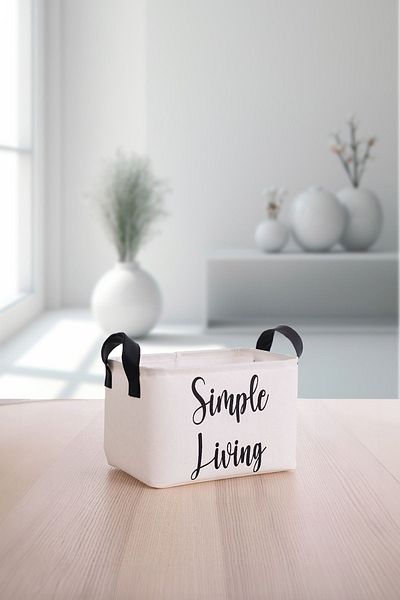 PRENDİ HOME White Simple Living Printed Small Size Organizer Storage Basket 25X15X18