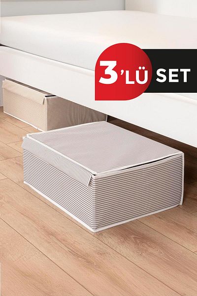 ALAS 3-Piece-lid Multi-Purpose Laundry-Storage-Organization Etc Storage Bag, Box Plinth Gray