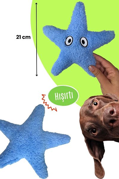 Havhav Blue Starfish Plush Dog Toy Rustle Sound Plush Dog Toys