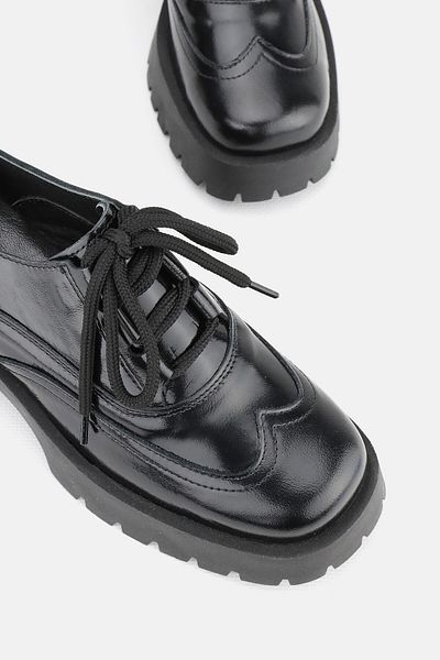 TUNAELLİ PANTOFI OXFORD CU ȘANȚURI NUMĂRUL 36-41, PIELE NATURALĂ, PIELE NATURALĂ, NEGRĂ