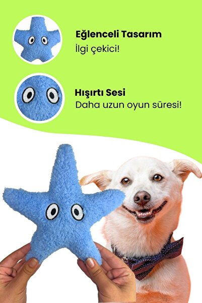 Havhav Mavi Denizyıldızı Peluş Köpek Oyuncağı Hışırtı Sesli Peluş Köpek Oyuncakları