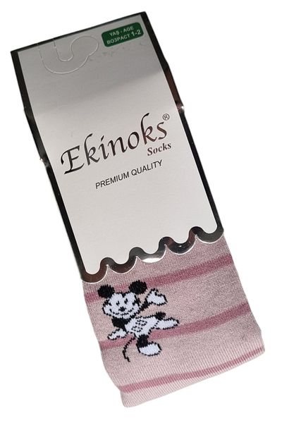 ekinoks socks Лилави памучни чорапи с шарка на Мики Маус (един е на цената)