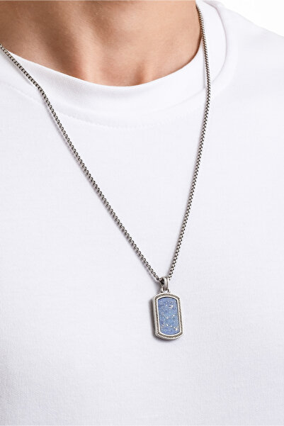 So CHIC... Lapis Ayna 60 Cm Çelik Erkek Kolye