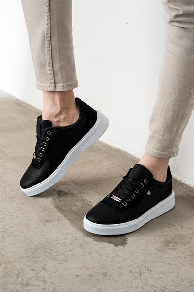 L.A Polo Men's Casual Black White Sneaker Shoes