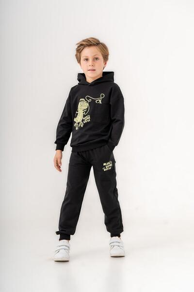 Mışıl Kids Dinosaur Make Some Noise Printed Leg Print Λεπτομερές σετ φόρμας γ...