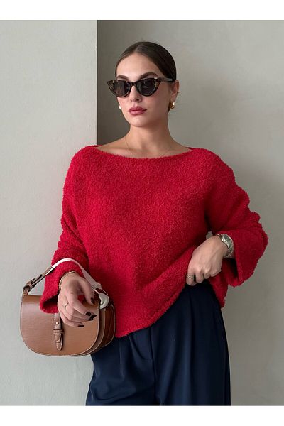 Laluvia Roter, weicher Rachel-Handtuchpullover-4535