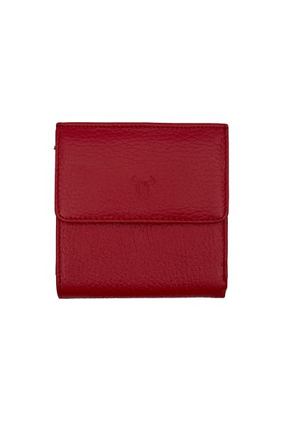 PiyasaSepeti Genuine Leather Mini Unisex Wallet Card Holder with Red Coin Eyes