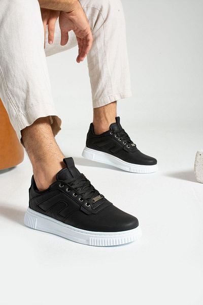 L.A Polo Casual Black White Men's Sneaker Shoes