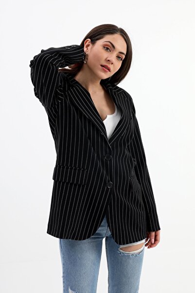 VAPUR TEKSTİL Jachetă Atlas Blazer cu dungi negre