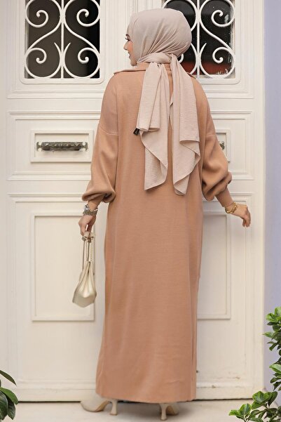 Neva Style Hijab Knitwear Dress - Biscuit 30629Bs