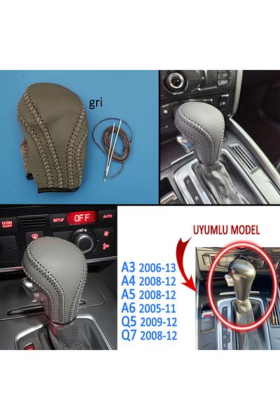 GCP German Car Parts Audi Automatic Gear Shift Knob Cover Gray Color for A4 A5 A6 Q5- Audi Leather Knob Case