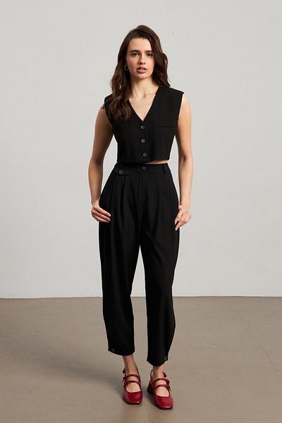 YOUR NAME Pleat Detailed Black Women's Balloon Trousers