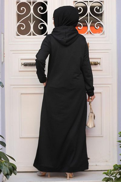 Neva Style Hooded Black Hijab Dress 50421S
