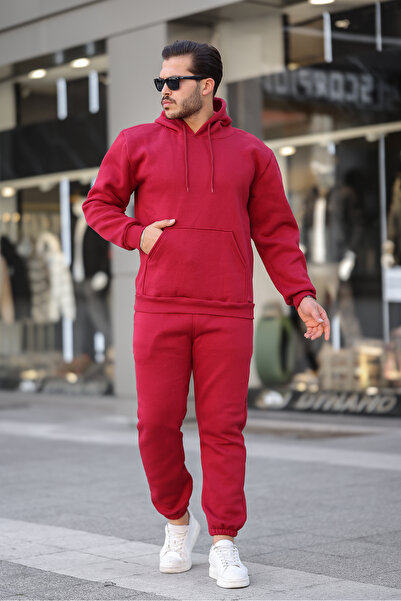 YAKAMEL Ανδρικό σετ χειμερινής φόρμας Jogger Loose Oversize με 3 κλωστές, βαμ...