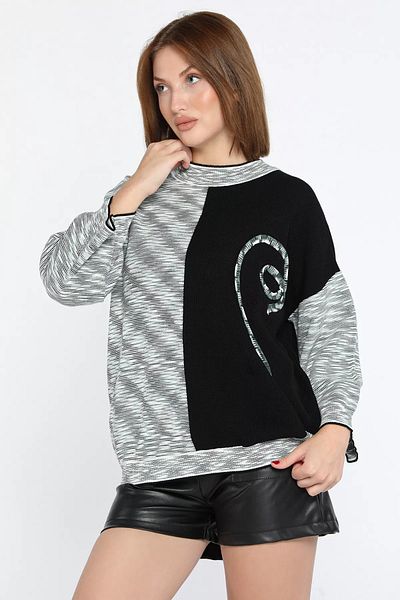 GÜLSELİ Pulover de damă negru cu model tricotaj