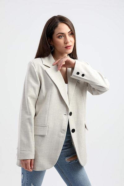 VAPUR TEKSTİL Blazer Jacket Ριγέ Atlas Ύφασμα - Μπεζ