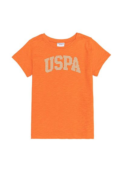U.S. Polo Assn. Tricou portocaliu pentru fete 100% bumbac