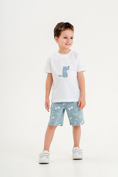 Mışıl Kids Dog Printed Boy's Shorts - T-Shirt Set