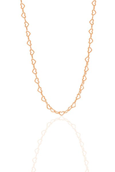 Söğütlü Silver Gümüş rose tasarım birbirine bağlı kalpler zincir kolye SGTL12...