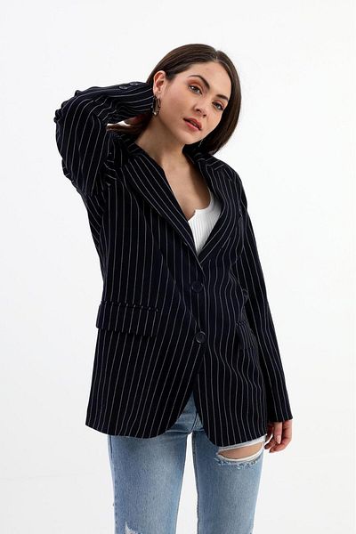 VAPUR TEKSTİL Jachetă Atlas Blazer cu dungi bleumarin închis