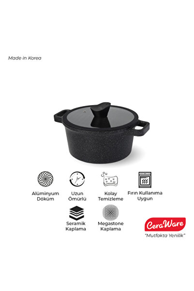 Ceraware Vetta Megastone Kaplama Yapışmaz 24 Cm Derin Tencere