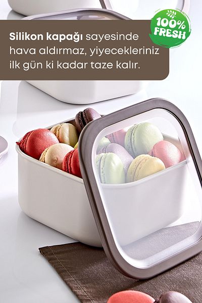 GRİMOR Life 1.1 Lt.+2 Lt. Beige-Microwave Food Storage Container - 2 Pieces