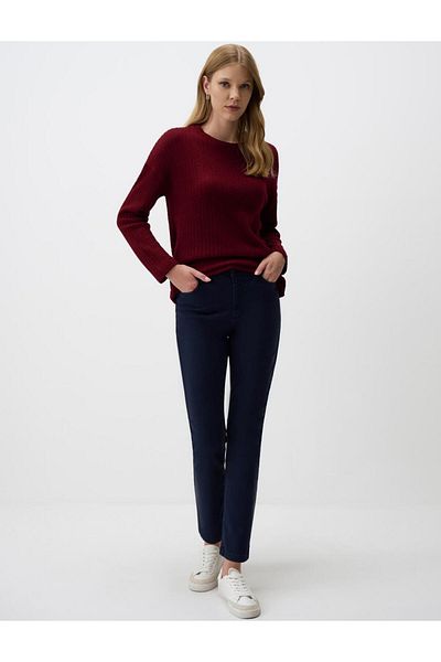 Jimmy Key Navy Blue High Waist Regular Leg Denim Trousers