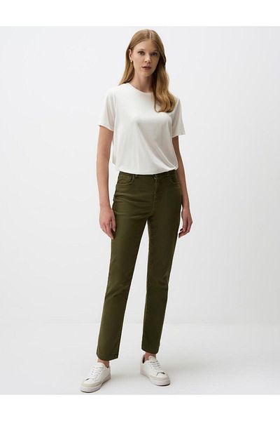 Jimmy Key Khaki High Waist Regular Leg Denim Trousers